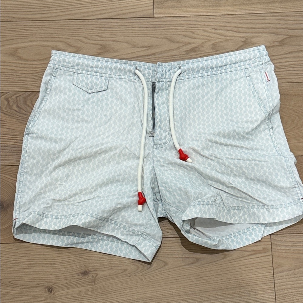 Orlebar Brown Patterned Light Blue Swim Trunks